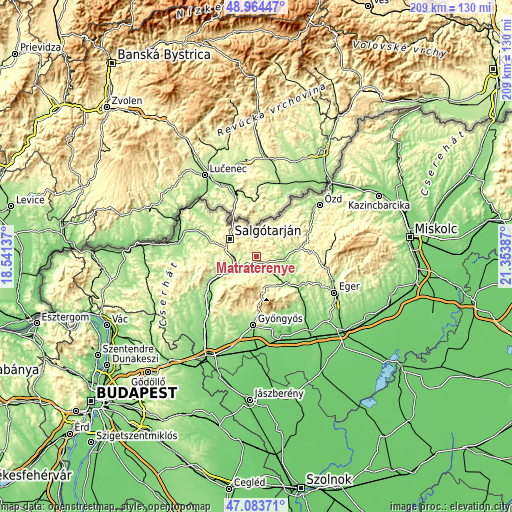 Topographic map of Mátraterenye