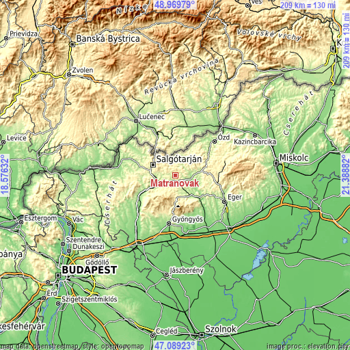 Topographic map of Mátranovák