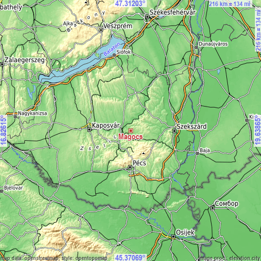 Topographic map of Mágocs