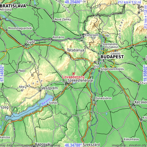 Topographic map of Lovasberény