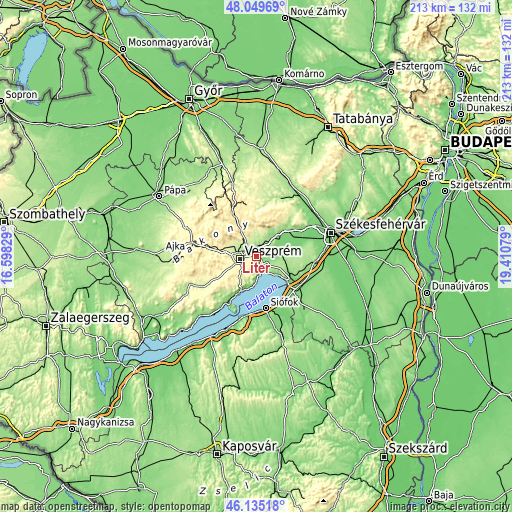 Topographic map of Litér