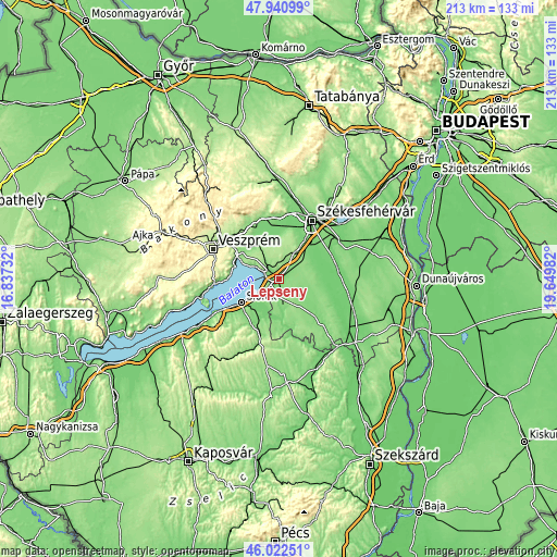 Topographic map of Lepsény