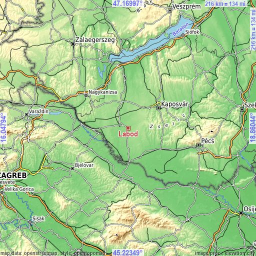 Topographic map of Lábod