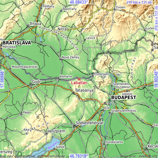 Topographic map of Lábatlan