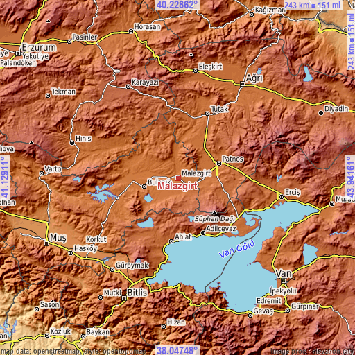 Topographic map of Malazgirt