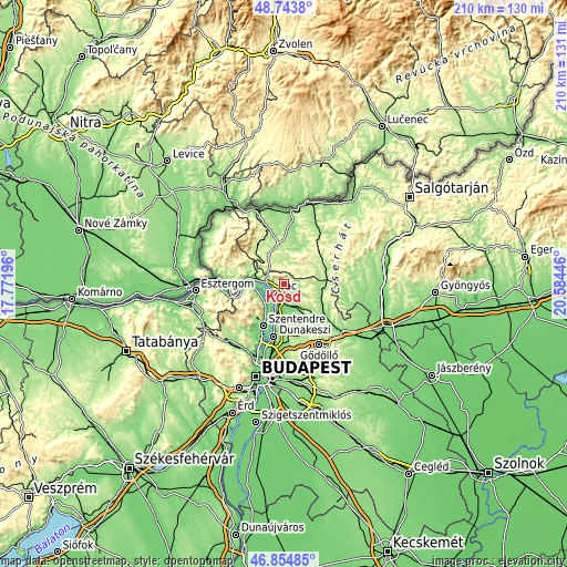 Topographic map of Kosd