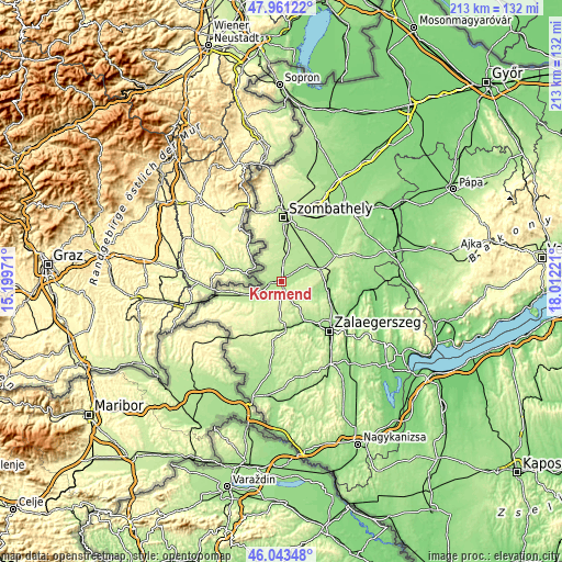 Topographic map of Körmend