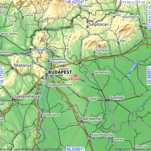 Topographic map of Kóka