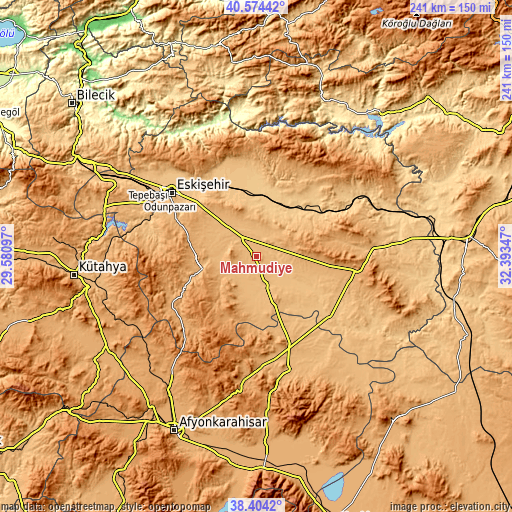 Topographic map of Mahmudiye