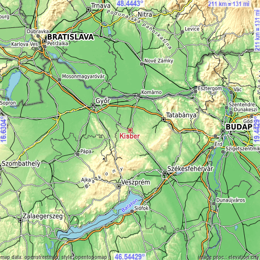 Topographic map of Kisbér
