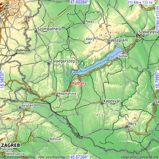 Topographic map of Kéthely