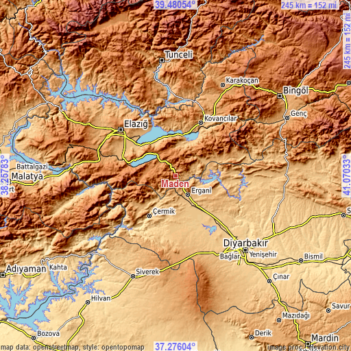 Topographic map of Maden