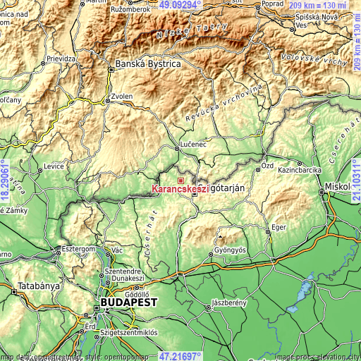 Topographic map of Karancskeszi