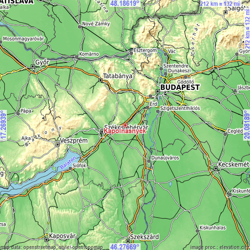 Topographic map of Kápolnásnyék