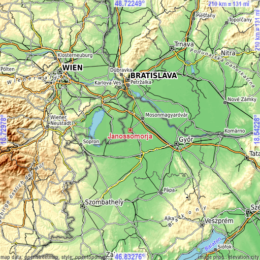 Topographic map of Jánossomorja