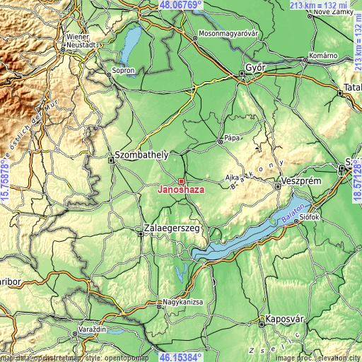 Topographic map of Jánosháza