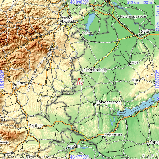 Topographic map of Ják