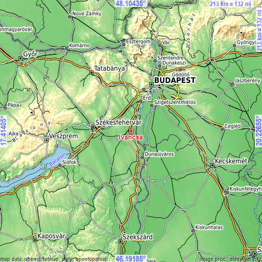 Topographic map of Iváncsa