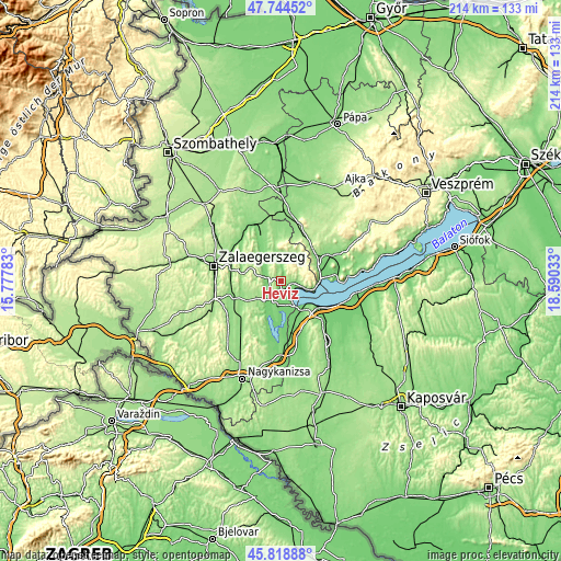 Topographic map of Hévíz
