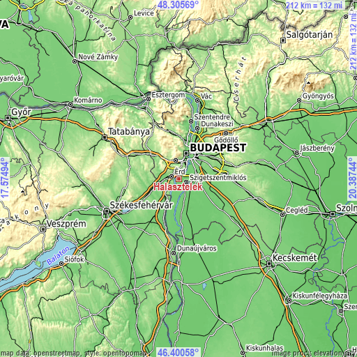 Topographic map of Halásztelek