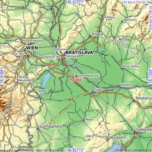 Topographic map of Halászi