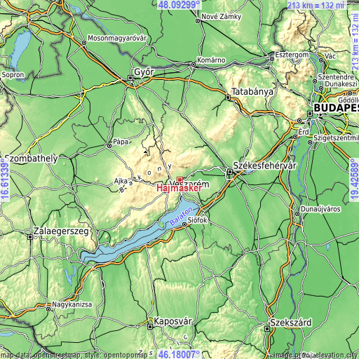 Topographic map of Hajmáskér