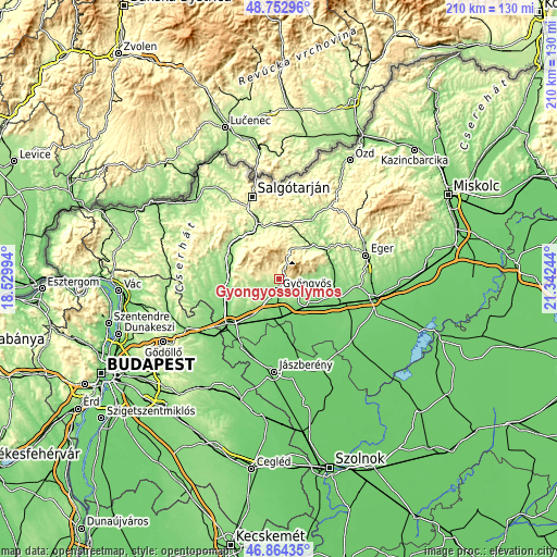 Topographic map of Gyöngyössolymos