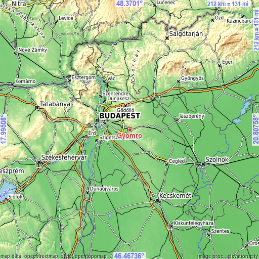 Topographic map of Gyömrő