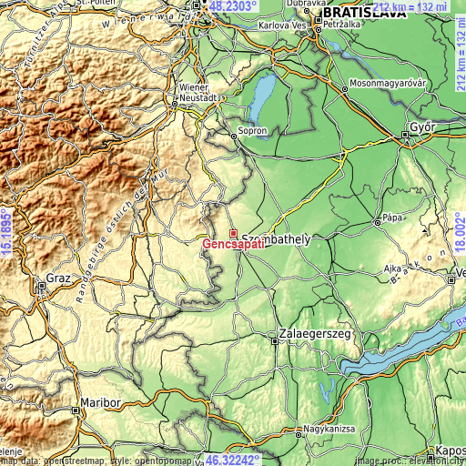 Topographic map of Gencsapáti