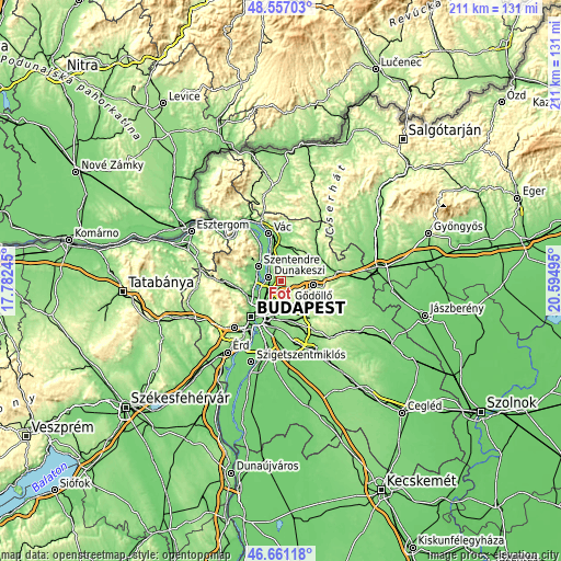 Topographic map of Fót