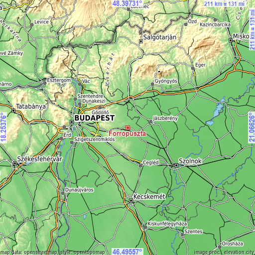 Topographic map of Forrópuszta