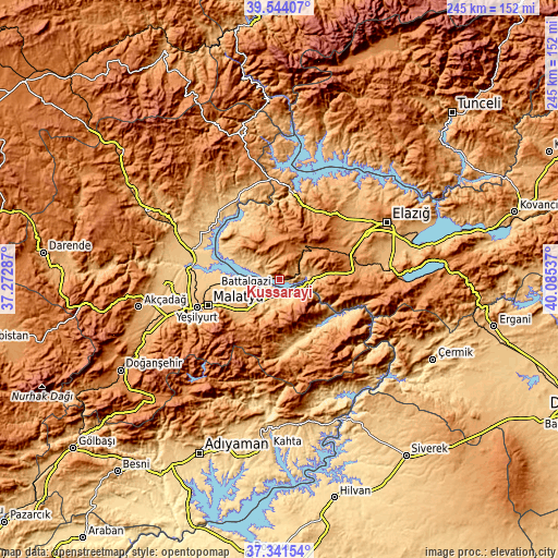 Topographic map of Kuşsarayı