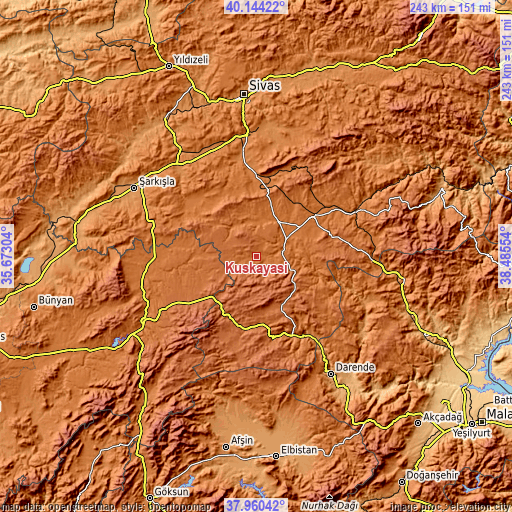 Topographic map of Kuşkayası