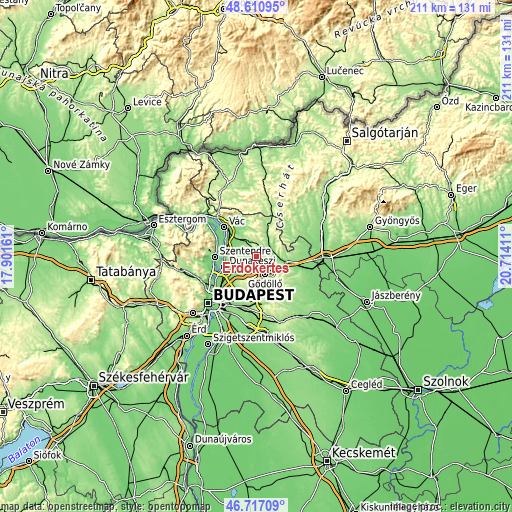 Topographic map of Erdőkertes