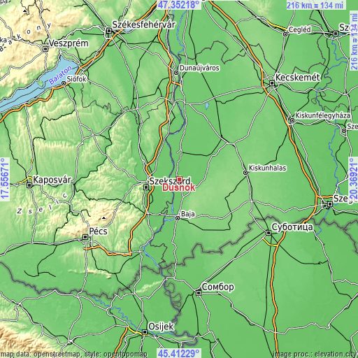 Topographic map of Dusnok