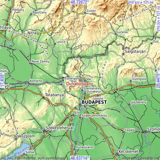 Topographic map of Dunabogdány
