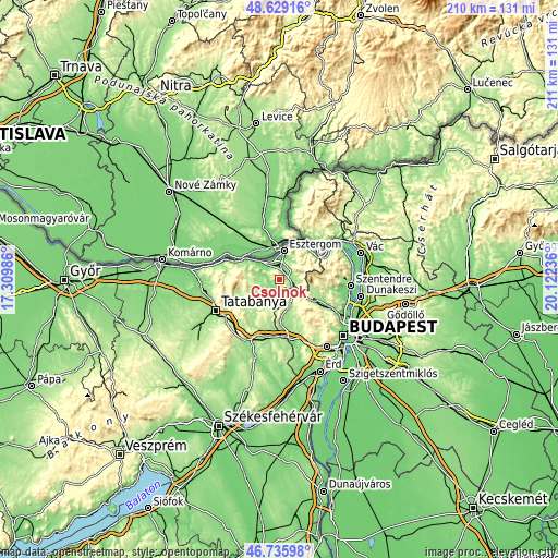 Topographic map of Csolnok