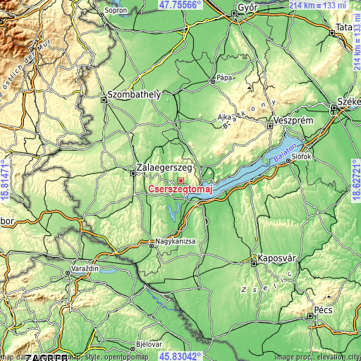 Topographic map of Cserszegtomaj