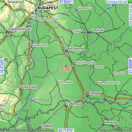 Topographic map of Bugac