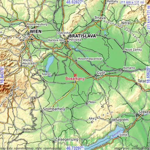 Topographic map of Bősárkány