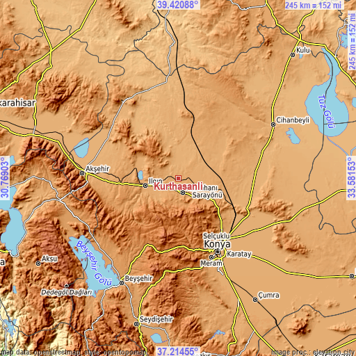 Topographic map of Kurthasanlı