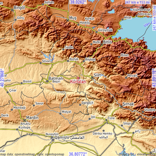 Topographic map of Kurtalan