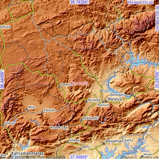 Topographic map of Kurşunlu