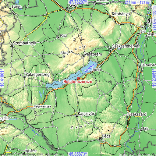 Topographic map of Balatonszárszó