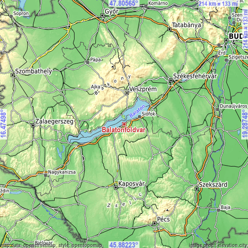 Topographic map of Balatonföldvár