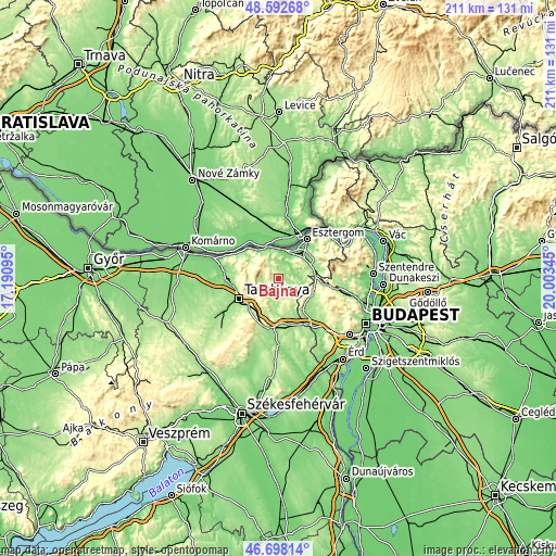 Topographic map of Bajna