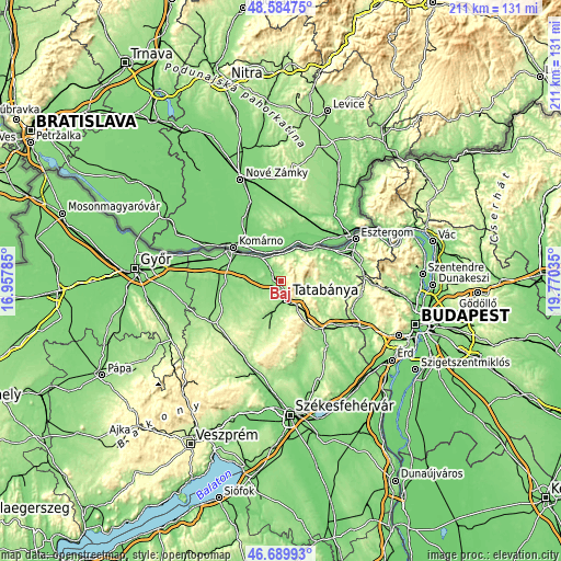 Topographic map of Baj