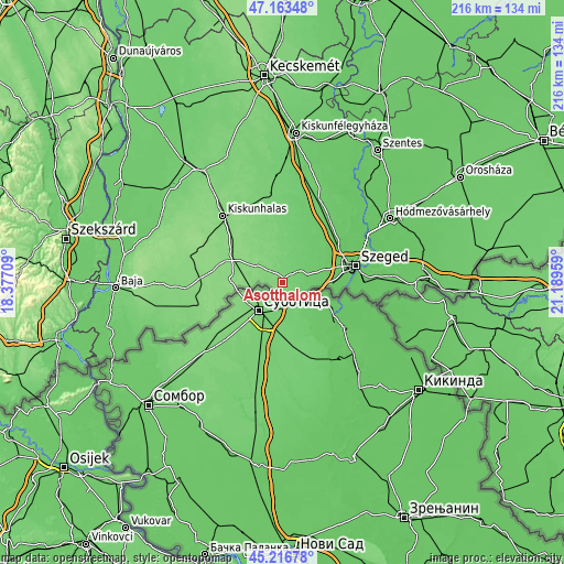 Topographic map of Ásotthalom