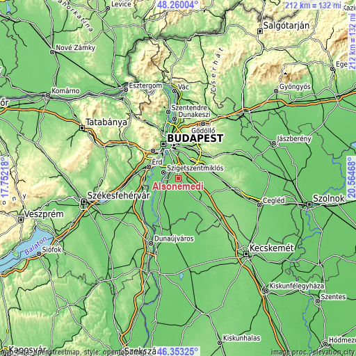 Topographic map of Alsónémedi