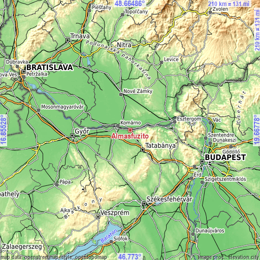 Topographic map of Almásfüzitő